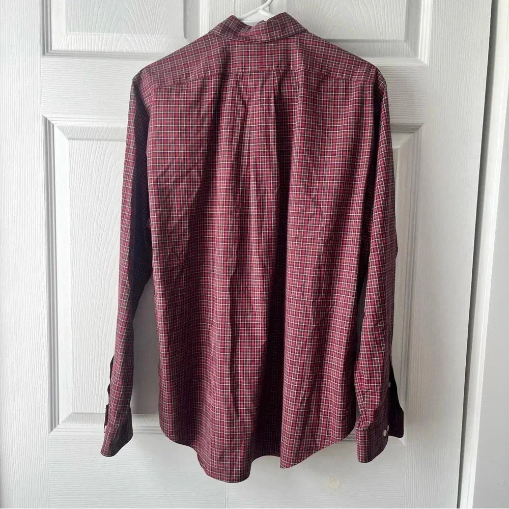 POLO RALPH LAUREN mens plaid long sleeve button up shirt black/red size XL 15.5 - Picture 4 of 4